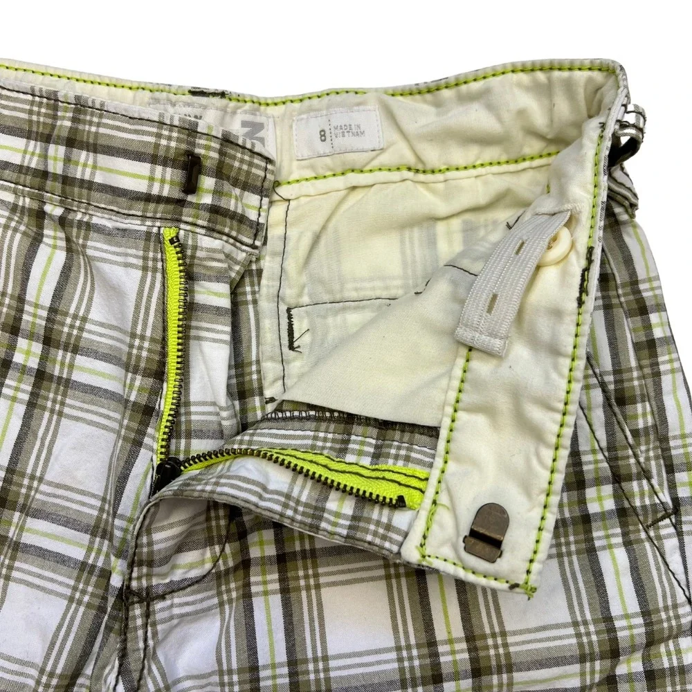 Old Navy Boy's Knee Length Green Plaid Bermuda Shorts Adjustable Waist‎ Sz 8